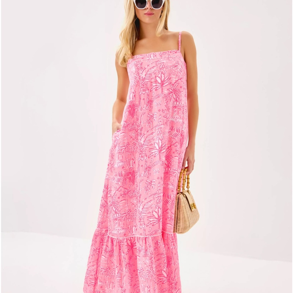 Lilly Pulitzer Pink Tropical Print Maxi Dress